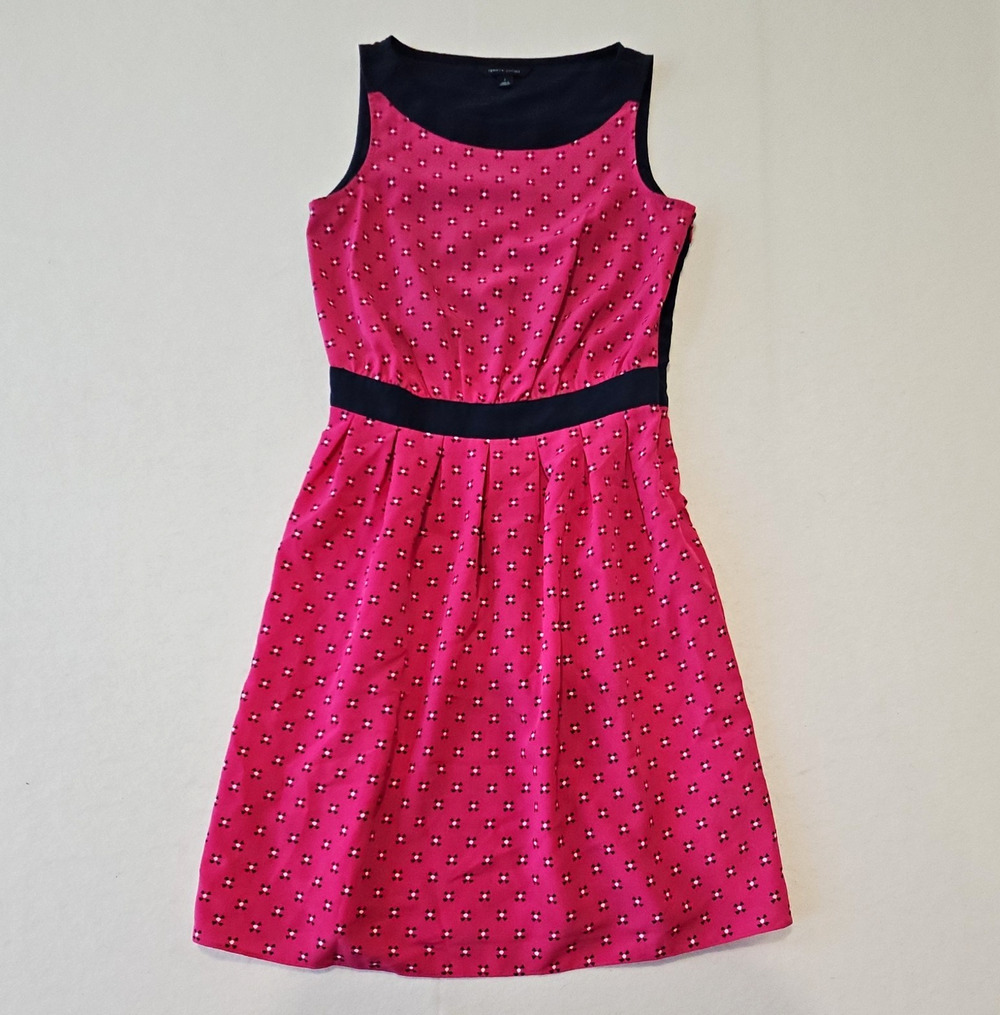 Tommy Hilfiger Women's 2 Fit & Flare Sleeveless Scoop Geometric Pink Black